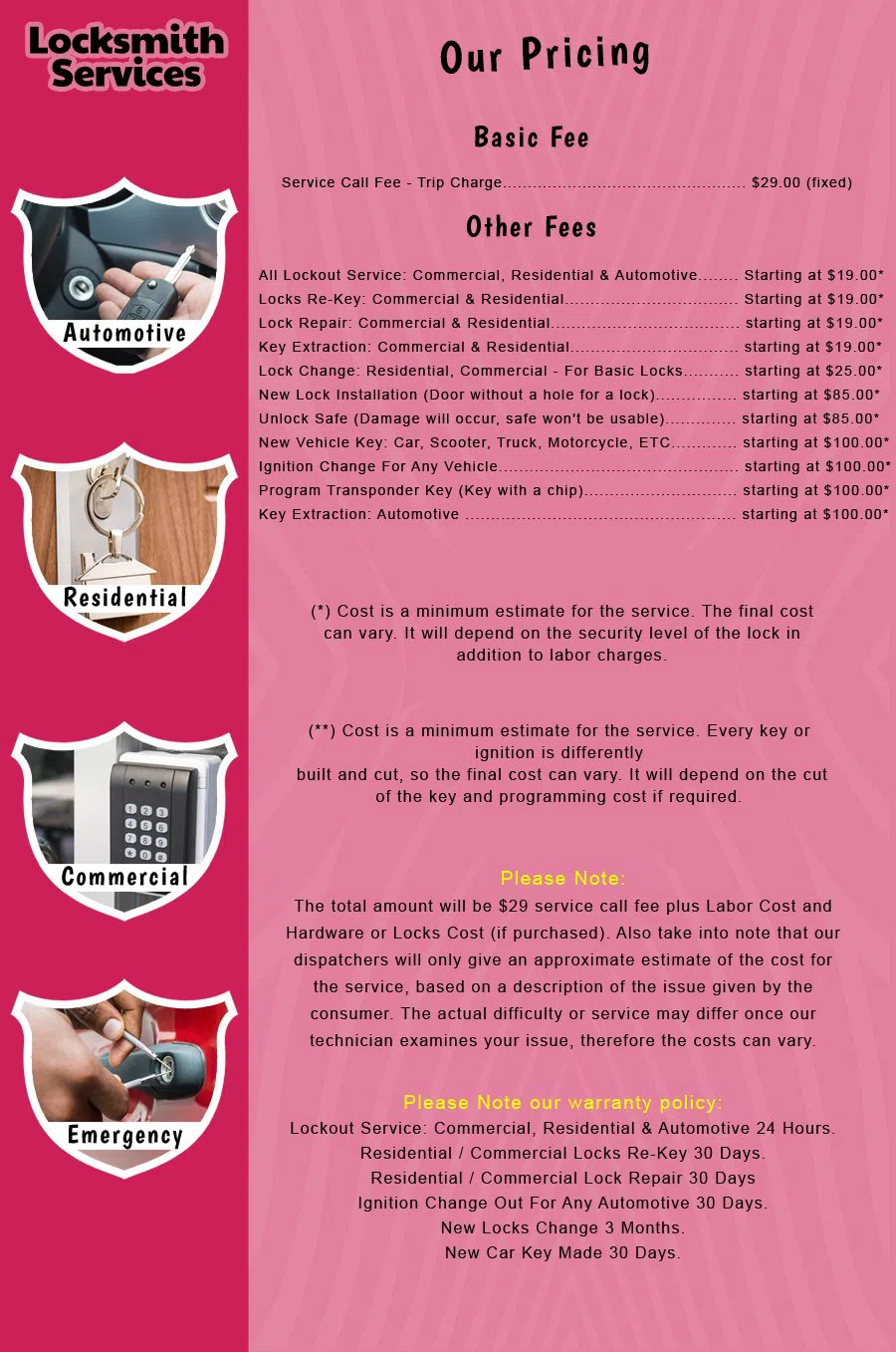 Sewaren NJ Locksmith Store Sewaren, NJ 732-727-3372 - price-list-c-18